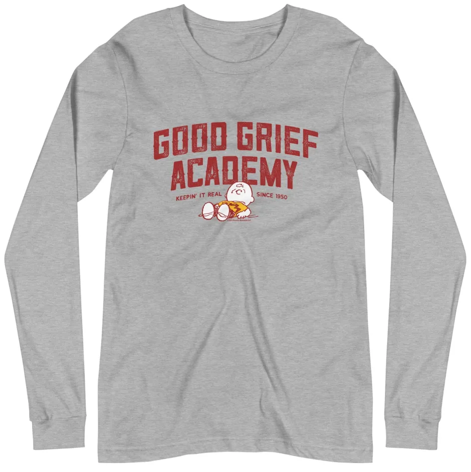 Online Charlie Brown Good Grief Academy Adult Long Sleeve T-Shirt Charlie Brown | Long Sleeve T-Shirts