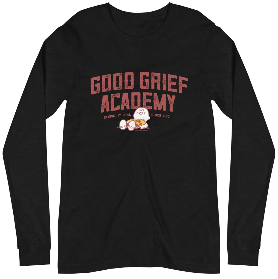 Online Charlie Brown Good Grief Academy Adult Long Sleeve T-Shirt Charlie Brown | Long Sleeve T-Shirts