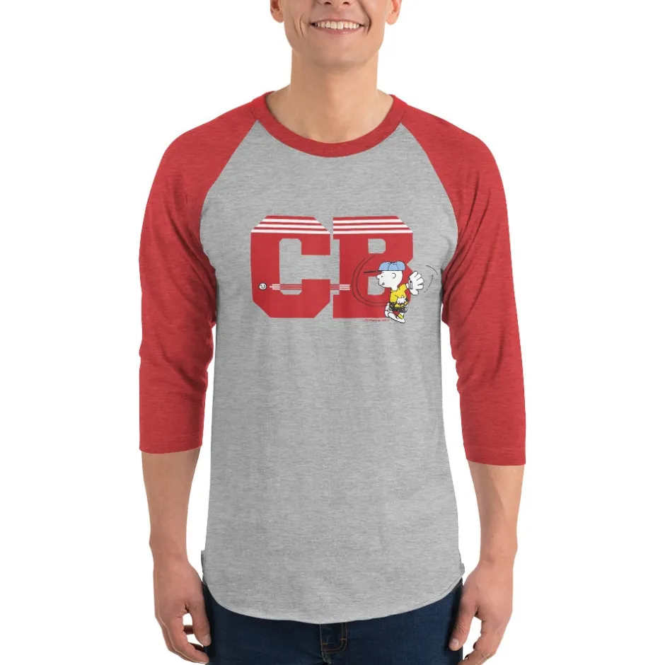Clearance Charlie Brown Initials ¾ Sleeve Raglan T-Shirt Charlie Brown