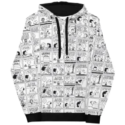 Clearance Comic Stripes Black and Adult Hoodie Snoopy | Schroeder