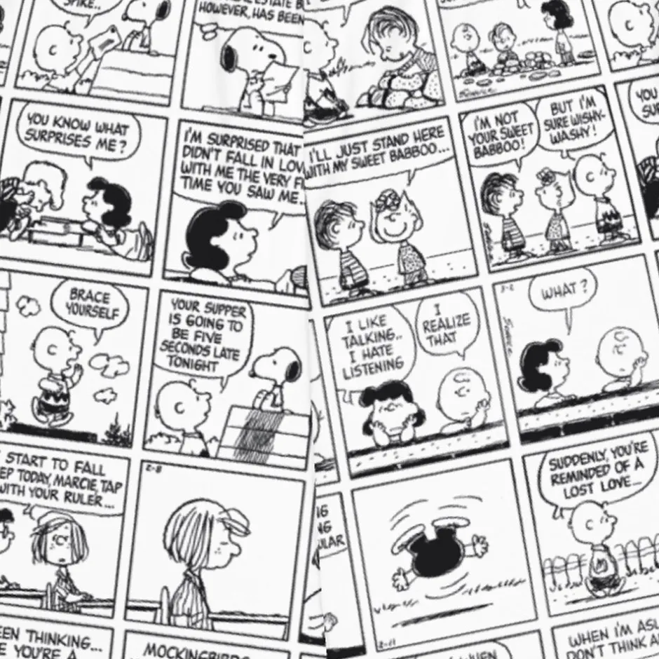 Clearance Comic Stripes Black and Adult Wide Leg Pants Snoopy | Schroeder