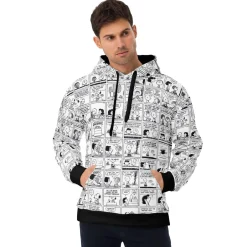 Clearance Comic Stripes Black and Adult Hoodie Snoopy | Schroeder