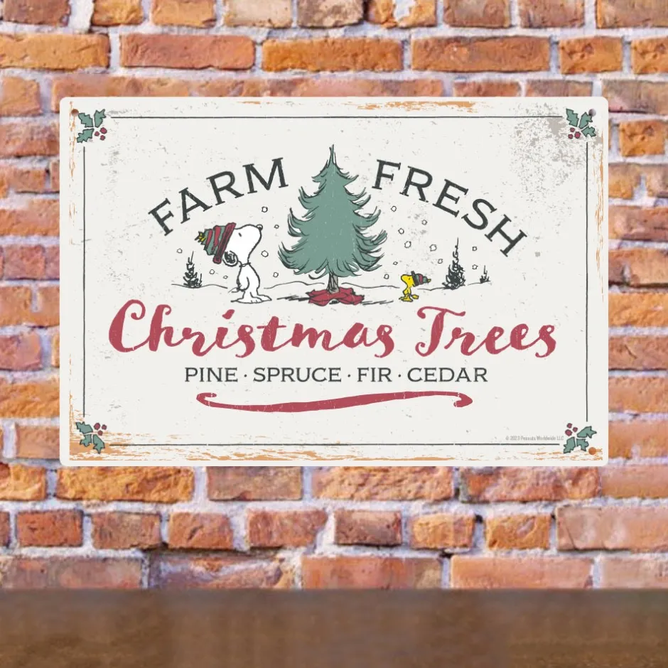 Clearance Farm Fresh Christmas Trees Metal Sign Woodstock | Snoopy