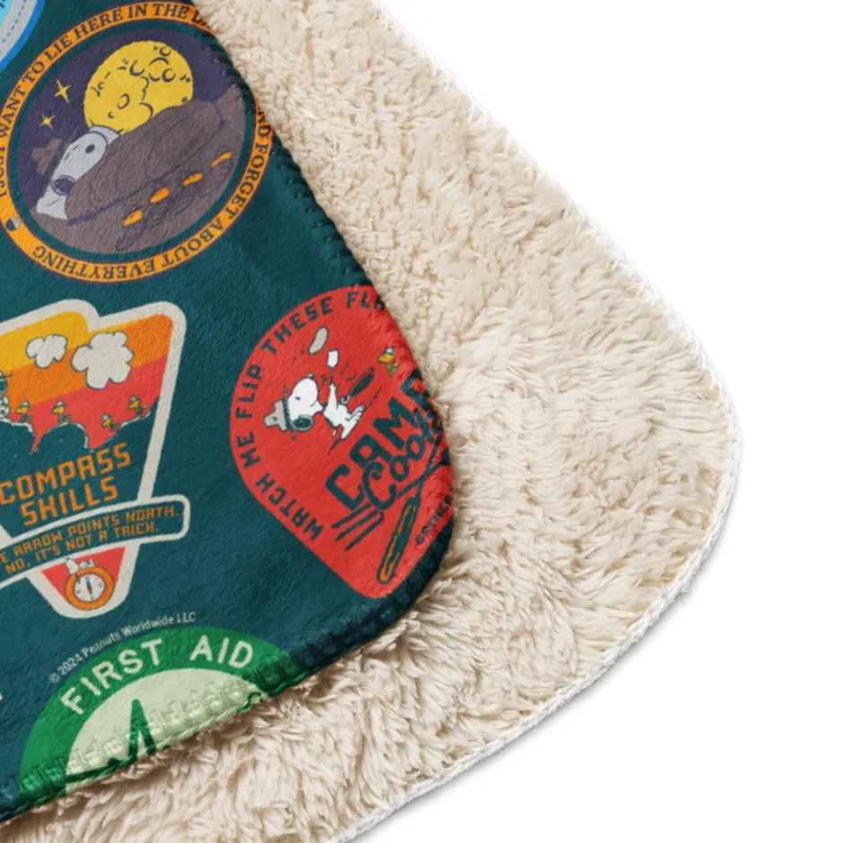 New Beagle Scouts 50 Years Badges Sherpa Blanket Snoopy | Blankets & Pillows