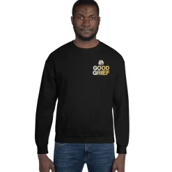 Hot Charlie Brown Good Grief Embroidered Adult Crewneck Sweatshirt Hoodies & Sweatshirts