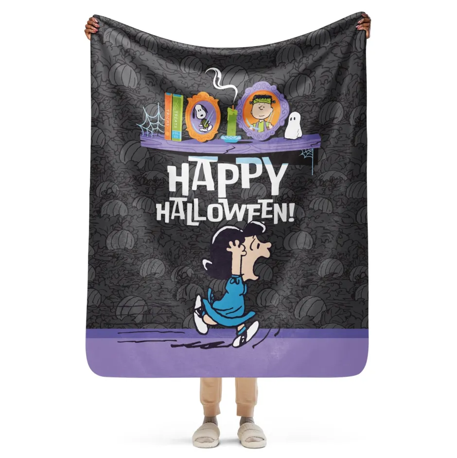 Fashion Happy Halloween Sherpa Blanket Snoopy | Schroeder