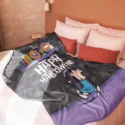 Fashion Happy Halloween Sherpa Blanket Snoopy | Schroeder