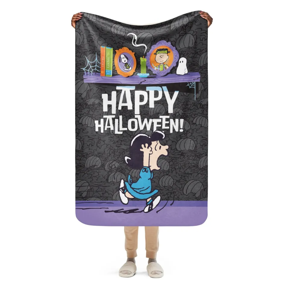 Fashion Happy Halloween Sherpa Blanket Snoopy | Schroeder