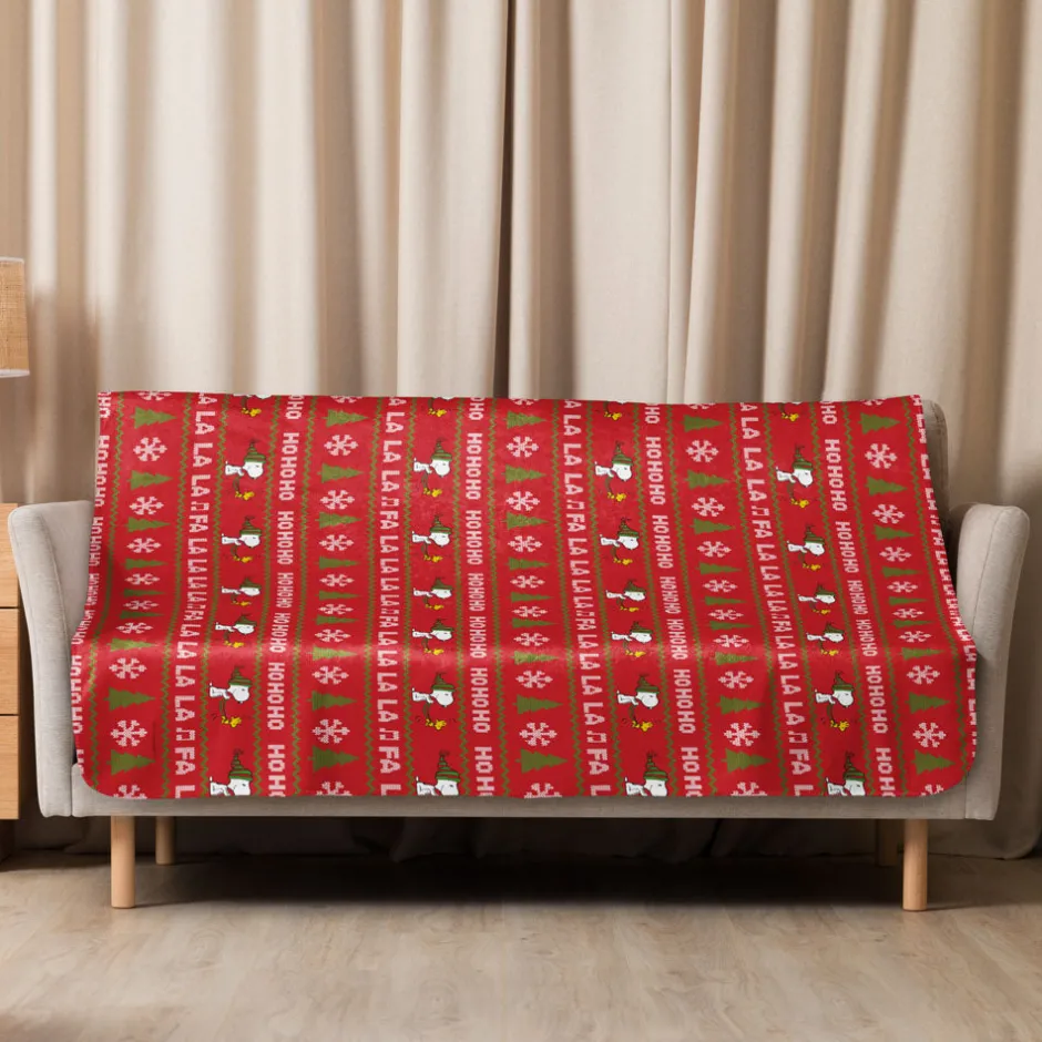 Fashion HoHoHo Sherpa Blanket Woodstock | Snoopy