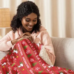 Fashion HoHoHo Sherpa Blanket Woodstock | Snoopy