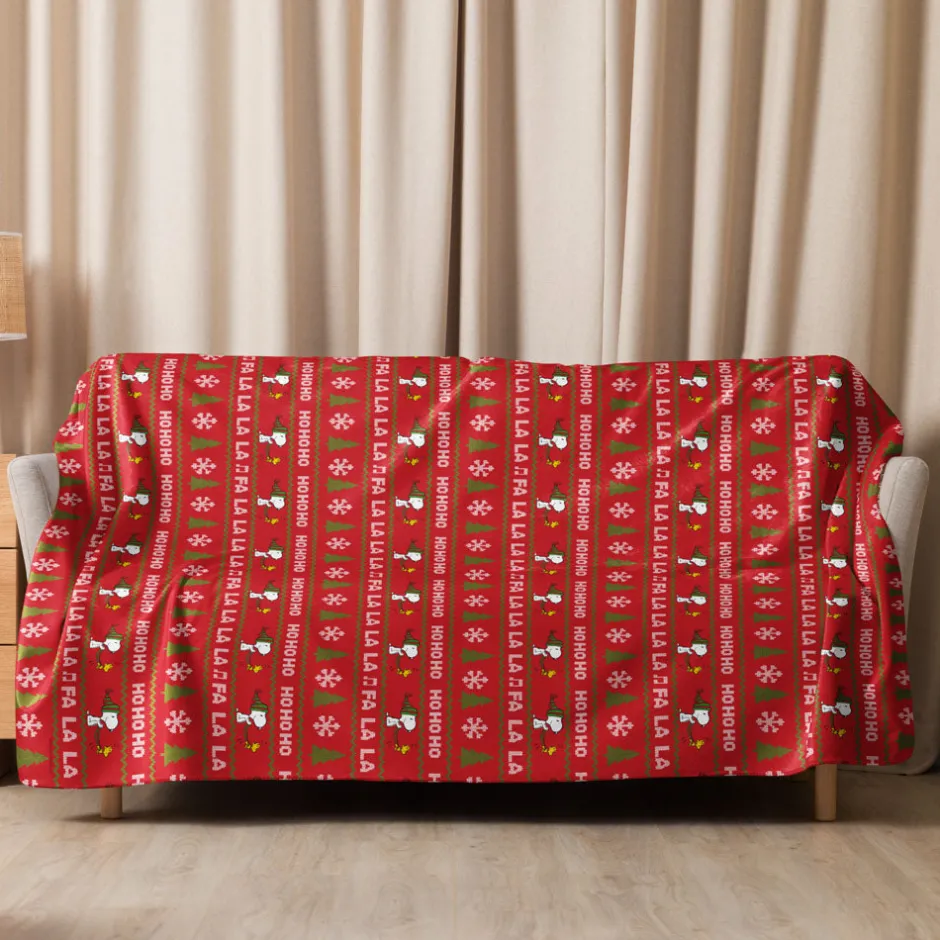Fashion HoHoHo Sherpa Blanket Woodstock | Snoopy