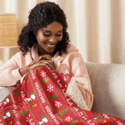 Fashion HoHoHo Sherpa Blanket Woodstock | Snoopy