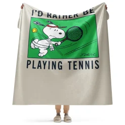 Sale I'd Rather Be Playing Tennis Premium Sherpa Blanket Snoopy | Blankets & Pillows