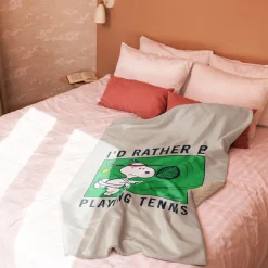 Sale I'd Rather Be Playing Tennis Premium Sherpa Blanket Snoopy | Blankets & Pillows