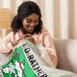 Sale I'd Rather Be Playing Tennis Premium Sherpa Blanket Snoopy | Blankets & Pillows