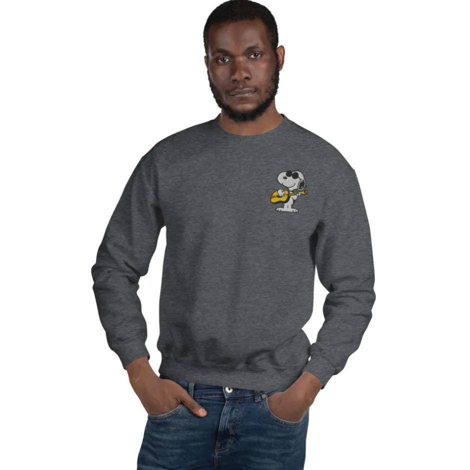 New Joe Cool's Guitar Groove Embroidered Crewneck Sweatshirt Snoopy | Hoodies & Sweatshirts