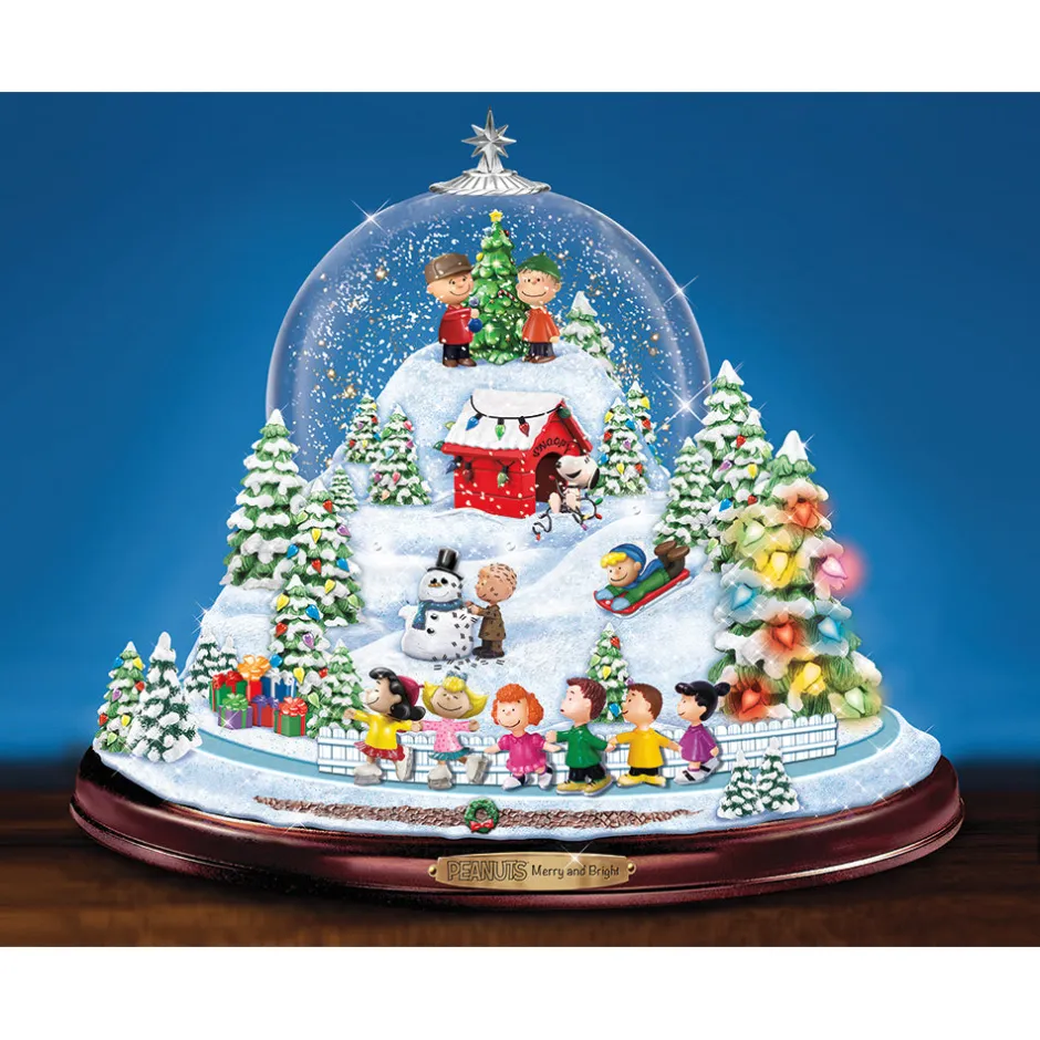 New Merry And Bright Snowglobe With Lights, Music And Motion Peanuts Gang | Collectibles