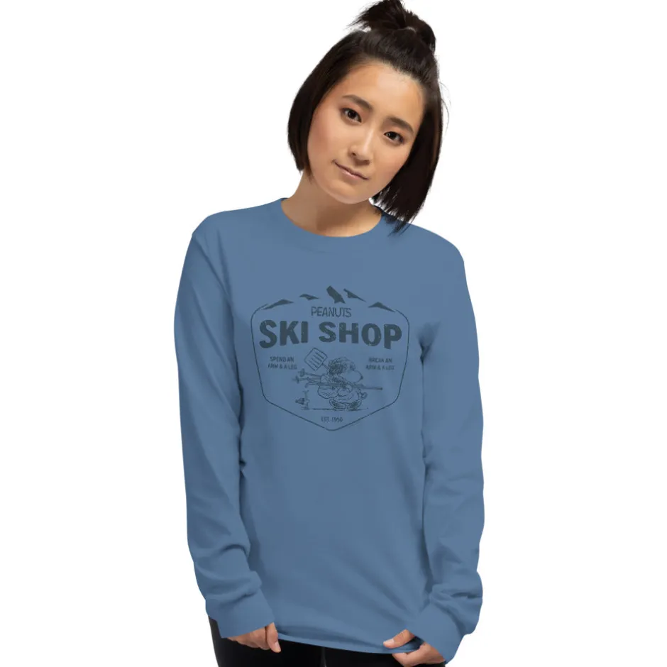 Clearance Ski Shop Unisex Adult Long Sleeve T-Shirt Snoopy | Long Sleeve T-Shirts