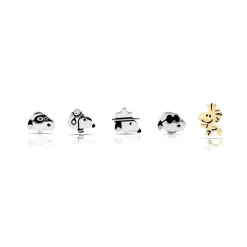 Outlet Snoopy & Woodstock .925 Sterling Silver Stud Earrings Set Finished in Pure Platinum Woodstock | Jewelry