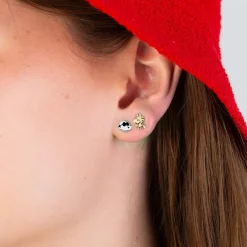 Outlet Snoopy & Woodstock .925 Sterling Silver Stud Earrings Set Finished in Pure Platinum Woodstock | Jewelry