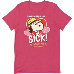 New Snoopy Love Makes Me Sick Unisex T-Shirt Snoopy | T-Shirts