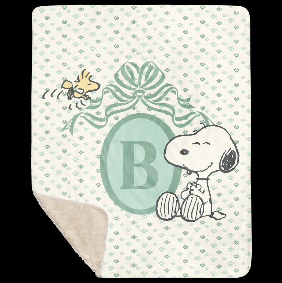 Hot Snoopy Personalized Baby Initials Sherpa Blanket Snoopy | Blankets & Pillows