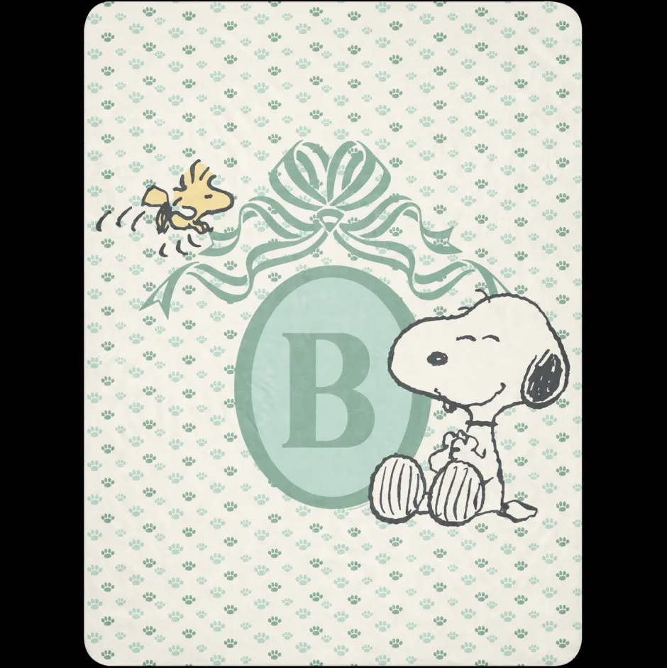Hot Snoopy Personalized Baby Initials Sherpa Blanket Snoopy | Blankets & Pillows