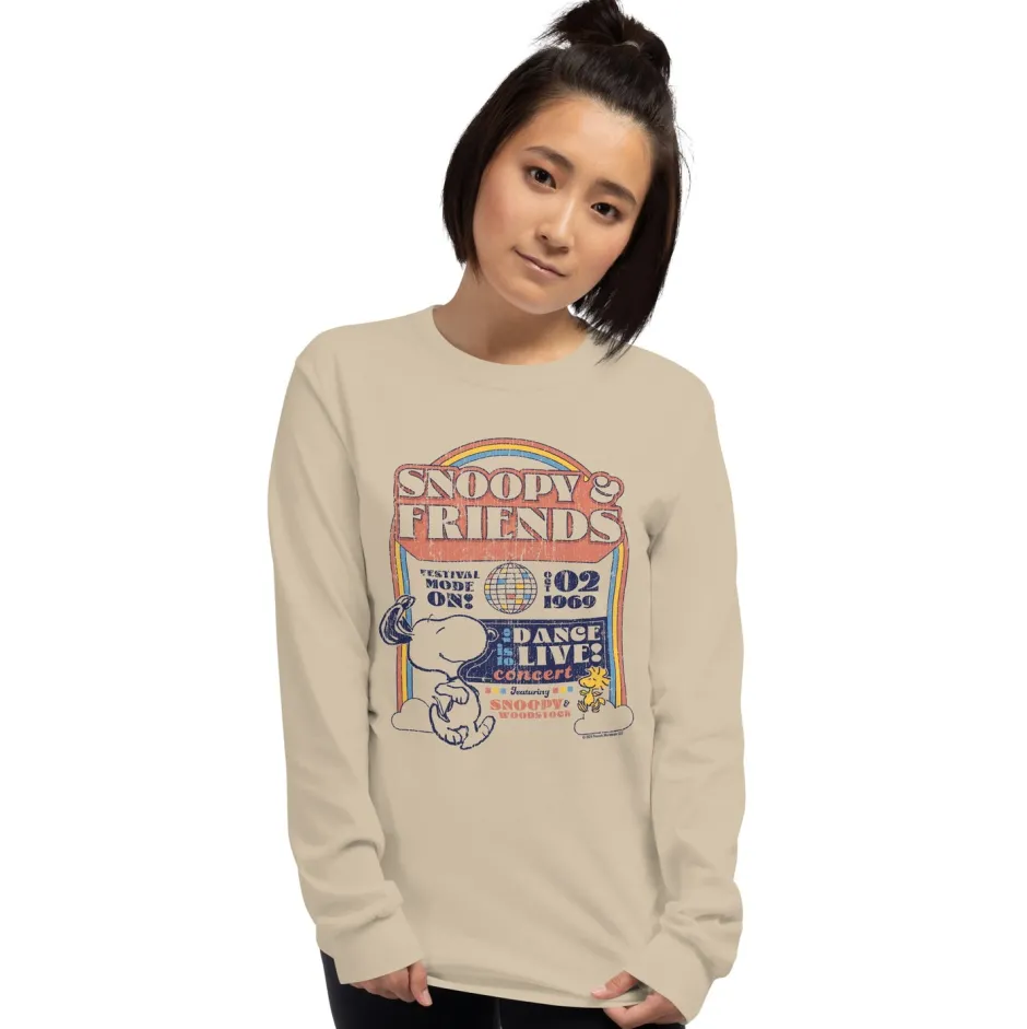 Discount Snoopy's & Friends Dance Live Long Sleeve Unisex T-Shirt Snoopy | Peanuts Gang