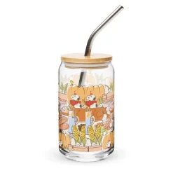 Sale Thanksgiving Can Glass With Lid And Straw Glassware