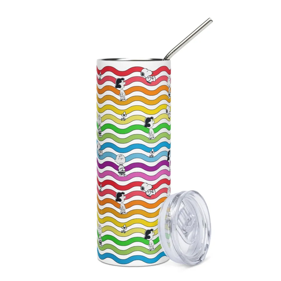 New Rainbow Waves Skinny Tumbler Snoopy | Lucy Van Pelt