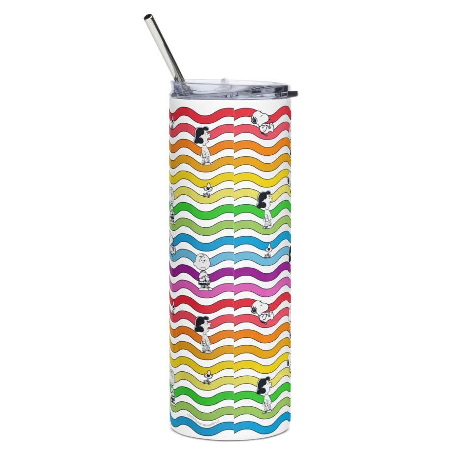 New Rainbow Waves Skinny Tumbler Snoopy | Lucy Van Pelt