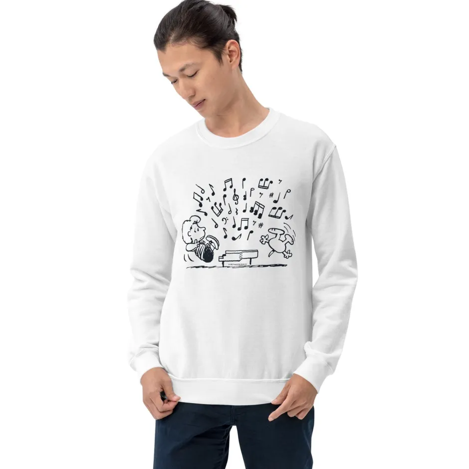 New Schroeder And Snoopy Music Adult Sweatshirt Snoopy | Schroeder