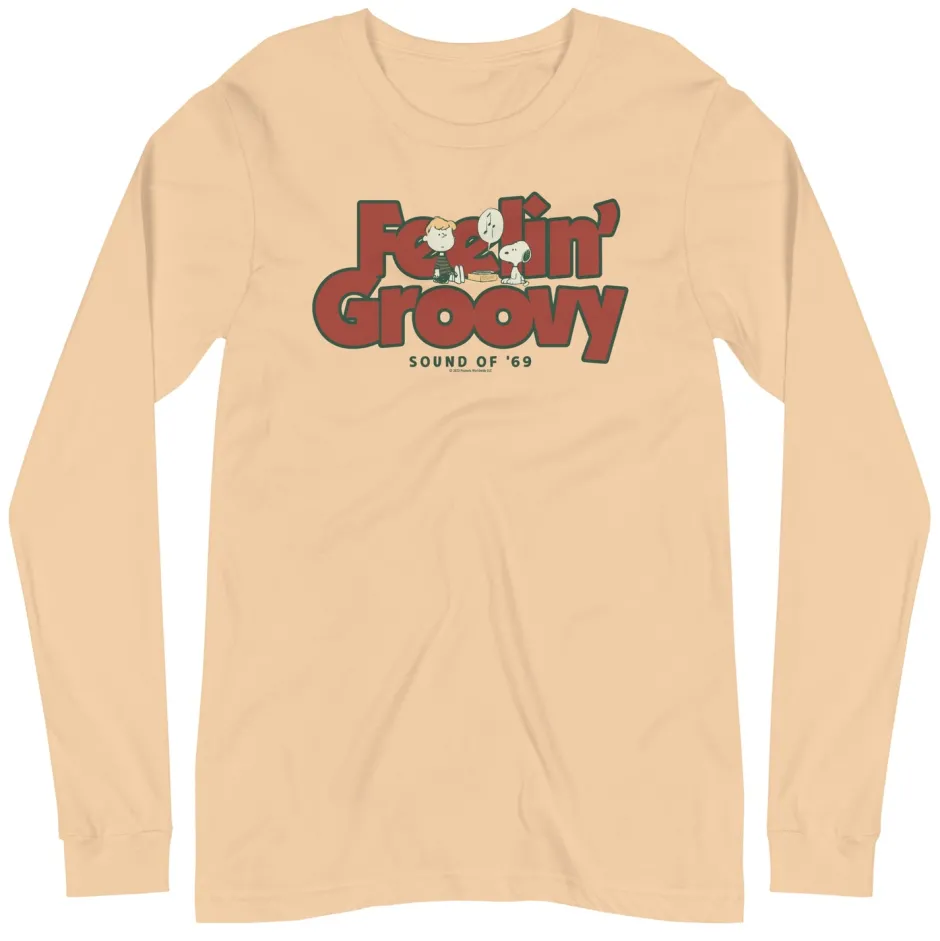 Online Schroeder Feelin Groovy Adult Long Sleeve T-Shirt Snoopy | Schroeder