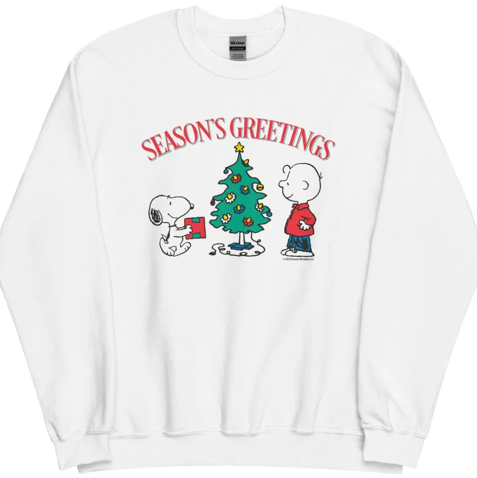 Fashion Season's Greetings Adult Sweatshirt Snoopy | Charlie Brown