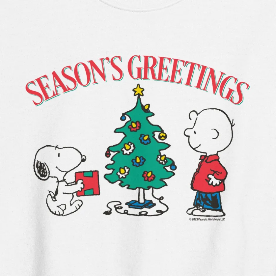 Fashion Season's Greetings Adult Sweatshirt Snoopy | Charlie Brown