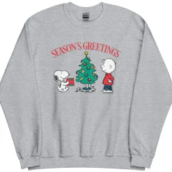 Fashion Season's Greetings Adult Sweatshirt Snoopy | Charlie Brown