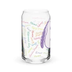Clearance Snoopy and Gang Names Can Shaped Glass Snoopy | Peanuts Gang