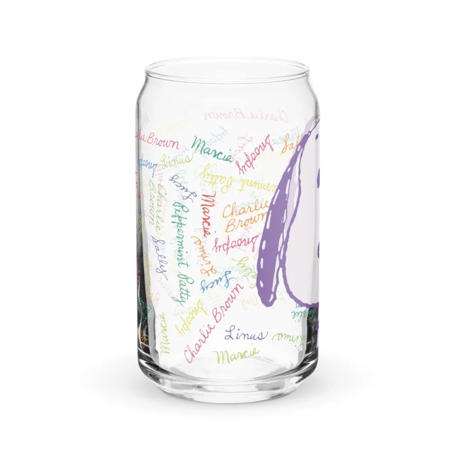 Clearance Snoopy and Gang Names Can Shaped Glass Snoopy | Peanuts Gang