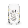 Hot Snoopy and Woodstock with Flowers Personalized Can Shaped Glass Woodstock | Snoopy