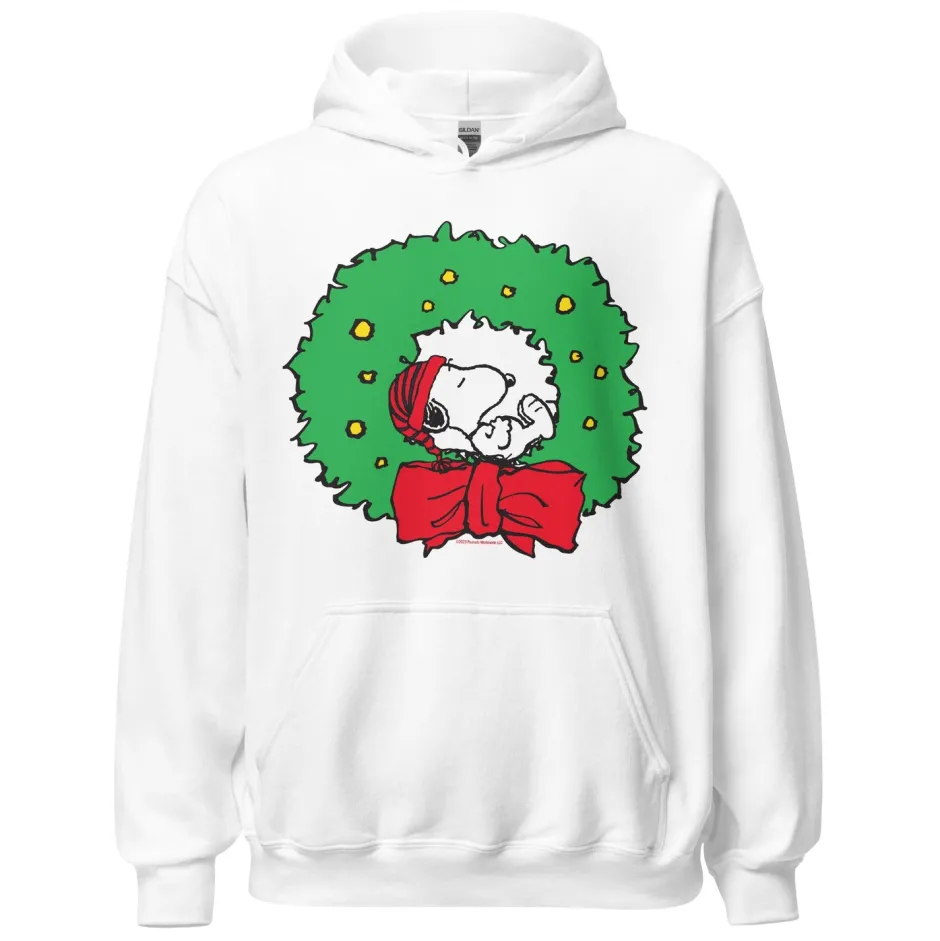 Online Snoopy Christmas Wreath Adult Hoodie Snoopy | Hoodies & Sweatshirts