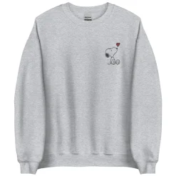 Sale Snoopy Heart Embroidered Adult Crewneck Snoopy | Hoodies & Sweatshirts