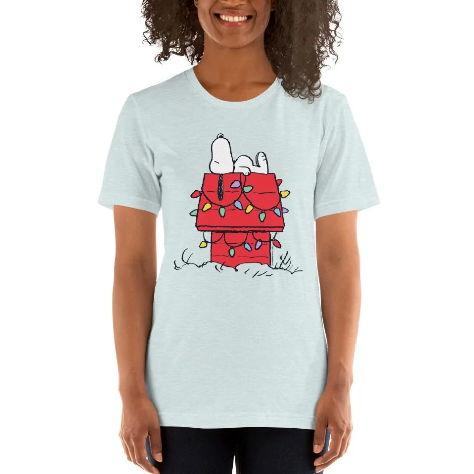 New Snoopy House with Lights Adult T-Shirt Snoopy | T-Shirts