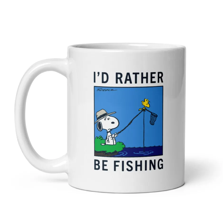 Best Snoopy I'd Rather Be Fishing Mug Mugs