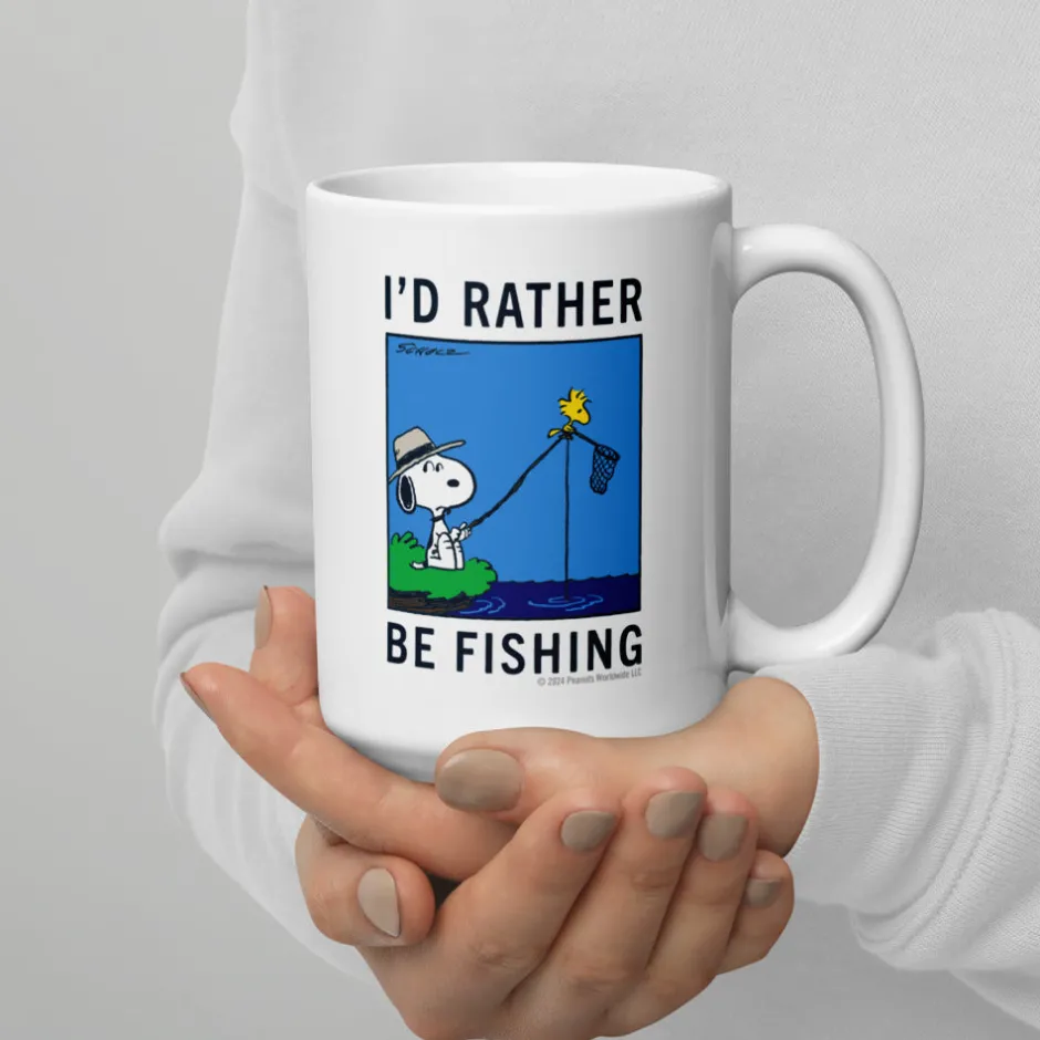 Best Snoopy I'd Rather Be Fishing Mug Mugs