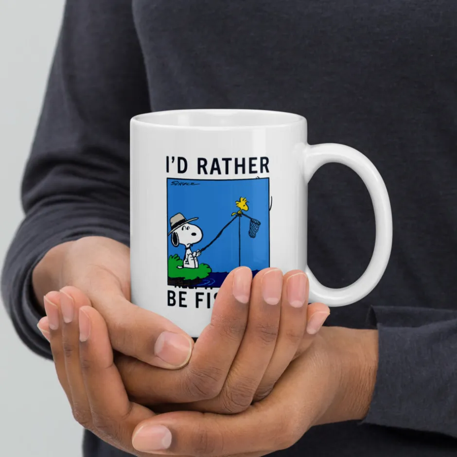 Best Snoopy I'd Rather Be Fishing Mug Mugs