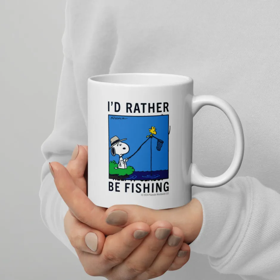 Best Snoopy I'd Rather Be Fishing Mug Mugs