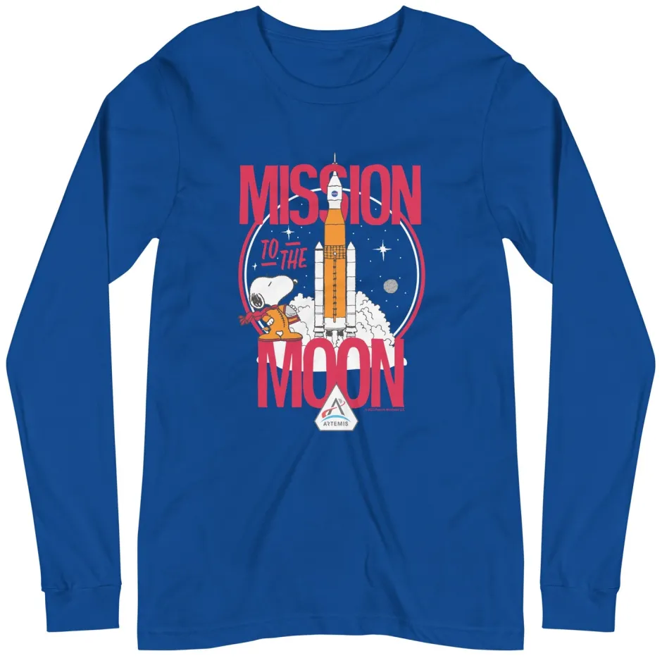 Discount Snoopy Mission To The Moon Adult Long Sleeve T-Shirt Snoopy | Long Sleeve T-Shirts