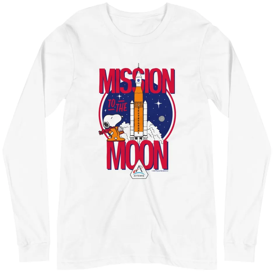 Discount Snoopy Mission To The Moon Adult Long Sleeve T-Shirt Snoopy | Long Sleeve T-Shirts