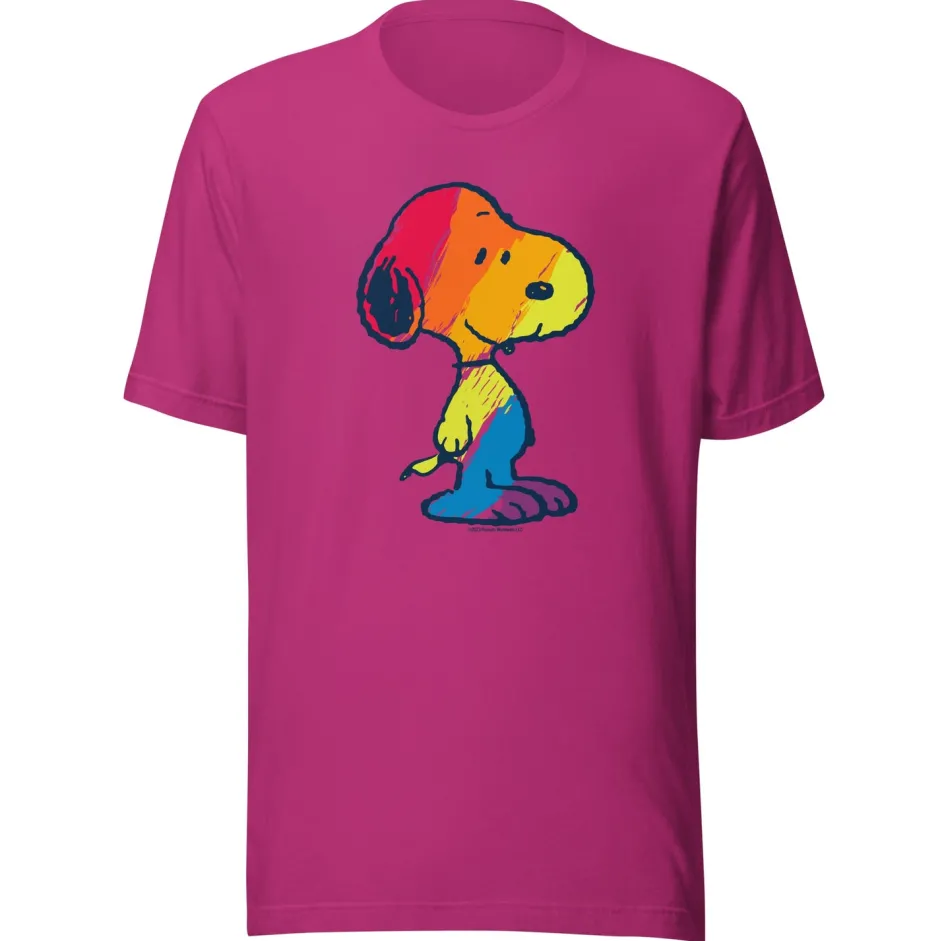 New Snoopy Rainbow Colored Adult T-Shirt Snoopy | T-Shirts