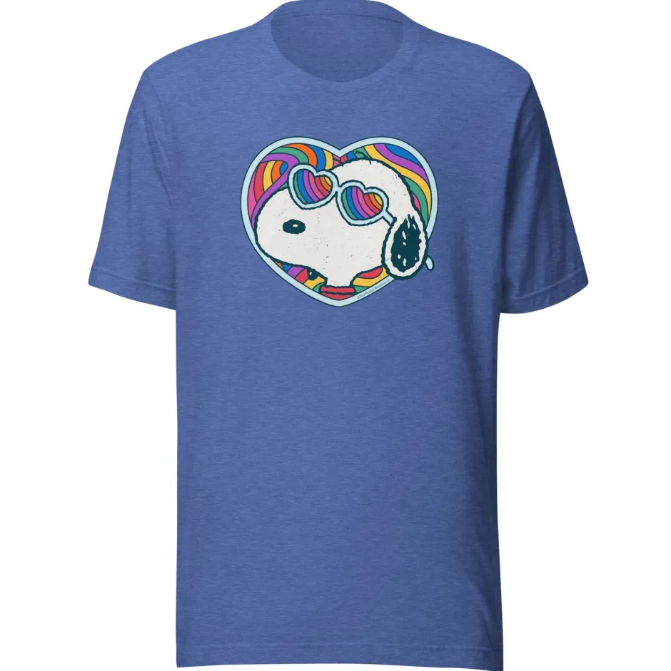 Hot Snoopy Rainbow Heart Adult T-Shirt Adult Short Sleeve T-Shirt Snoopy | T-Shirts